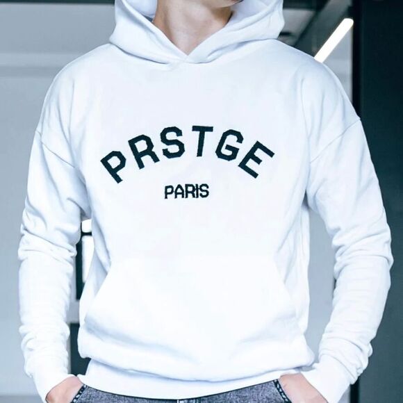 Prestige Other - PRSTGE Paris Mens Patche Hoodie (White) Size L NWT